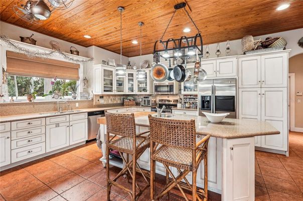 Interior, Kitchen, Recessed Lighting, Stainless Steel Appliances, Wooden Ceilings