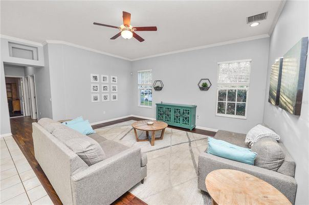 Interior, Living room, Recessed Lighting, Wood Texture Flooring