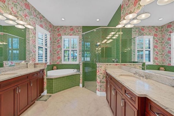 Bathroom, Dual Sink Vanities, Glass Shower, Interior, Recessed Lighting
