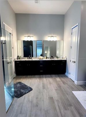 Bathroom, Dual Sink Vanities, Interior, Wood Texture Flooring