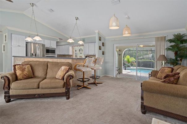 Interior, Kitchen, Living room, Pendant Lights, Stainless Steel Appliances
