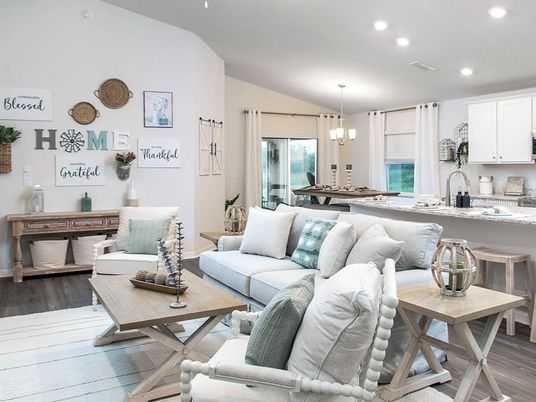Interior, Kitchen, Living room, Pendant Lights, Recessed Lighting, Wood Texture Flooring