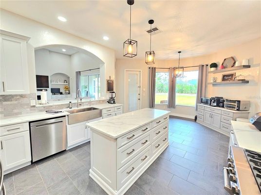 Interior, Kitchen, Pendant Lights, Recessed Lighting, Stainless Steel Appliances