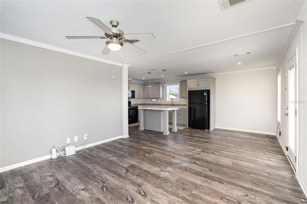Interior, Kitchen, Recessed Lighting, Wood Texture Flooring