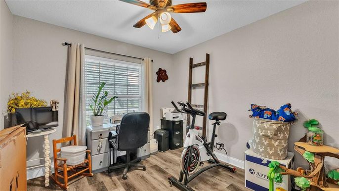 Fitness Equipment, Home Office, Interior, Wood Texture Flooring