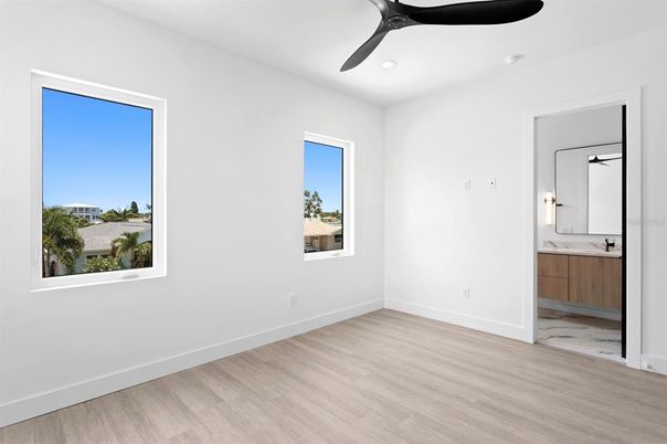 Bathroom, Empty room, Interior, Recessed Lighting, Wood Texture Flooring