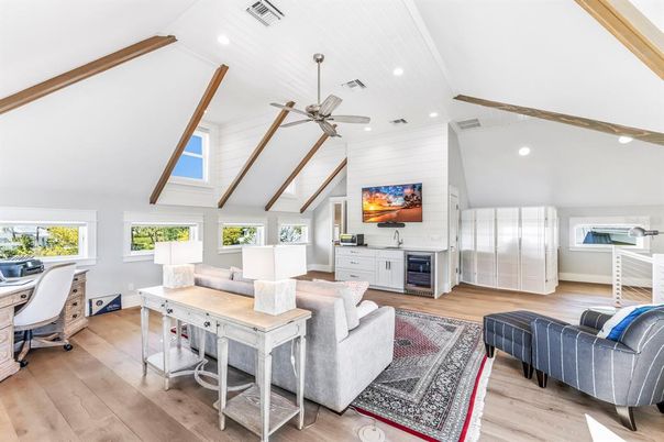 Home Office, Interior, Living room, Recessed Lighting, Wood Texture Flooring