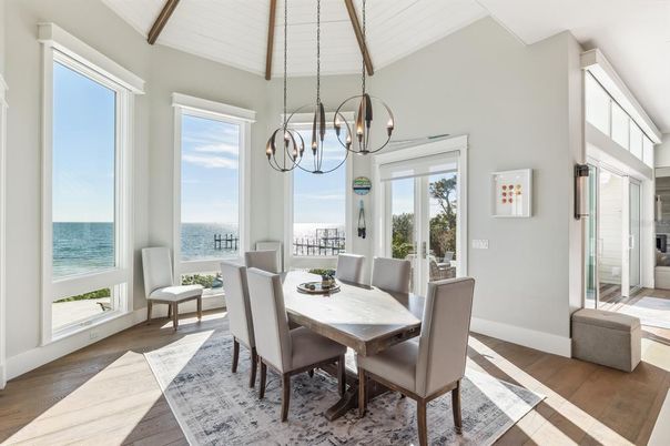 Chandelier, Dining room, Interior, Water, Wood Texture Flooring