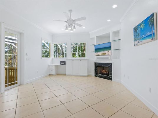Empty room, Fireplace, Interior, Recessed Lighting