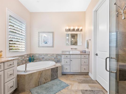 Bathroom, Dual Sink Vanities, Glass Shower, Interior