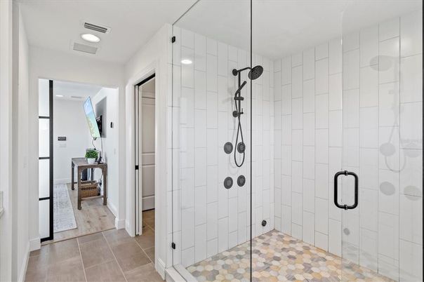 Bathroom, Glass Shower, Interior, Recessed Lighting