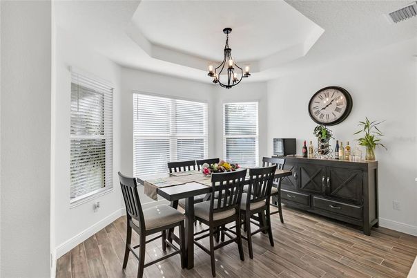 Chandelier, Dining room, Interior, Wood Texture Flooring