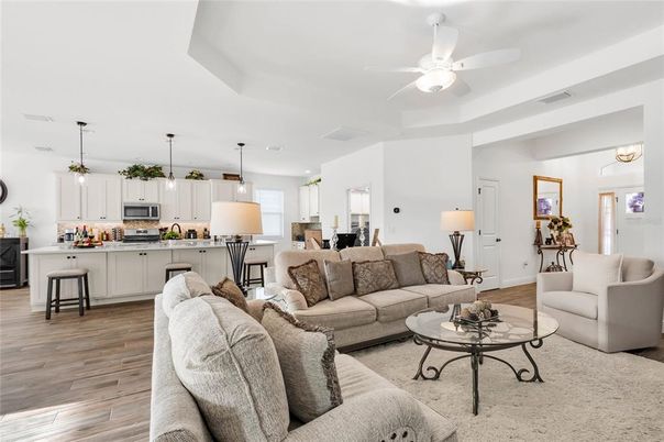 Interior, Kitchen, Living room, Pendant Lights, Recessed Lighting, Stainless Steel Appliances, Wood Texture Flooring