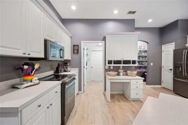 Interior, Kitchen, Recessed Lighting, Wood Texture Flooring