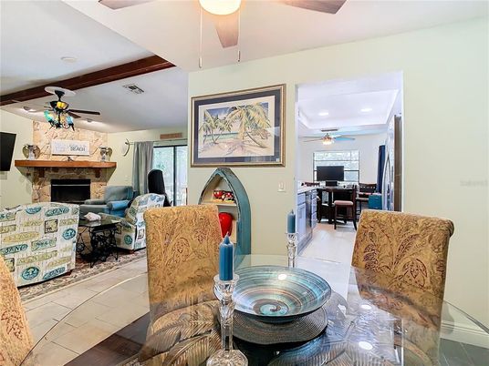 Dining room, Fireplace, Interior, Living room, Recessed Lighting