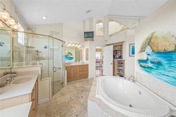 Bathroom, Dual Sink Vanities, Glass Shower, Interior, Recessed Lighting