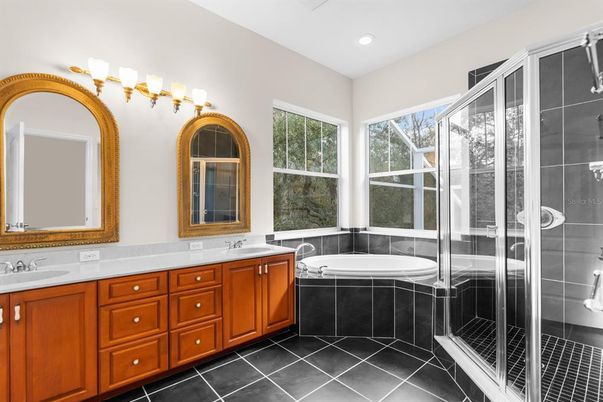 Bathroom, Dual Sink Vanities, Glass Shower, Interior, Recessed Lighting