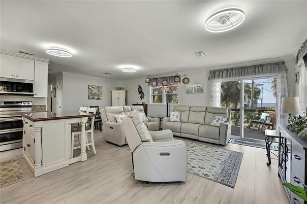 Interior, Kitchen, Living room, Stainless Steel Appliances, Wood Texture Flooring