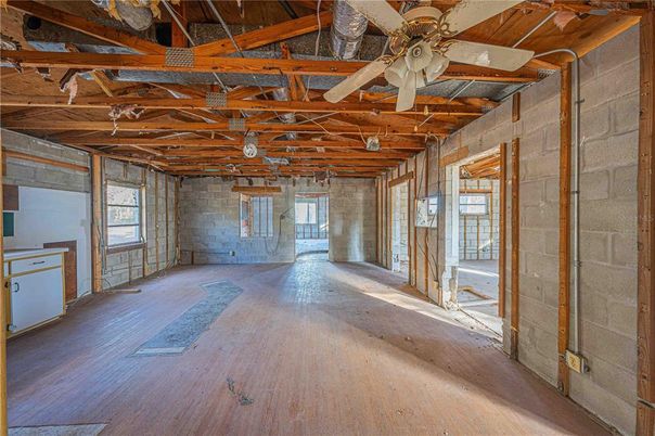 Interior, Stone Walls, Wooden Beams, Wood Texture Flooring