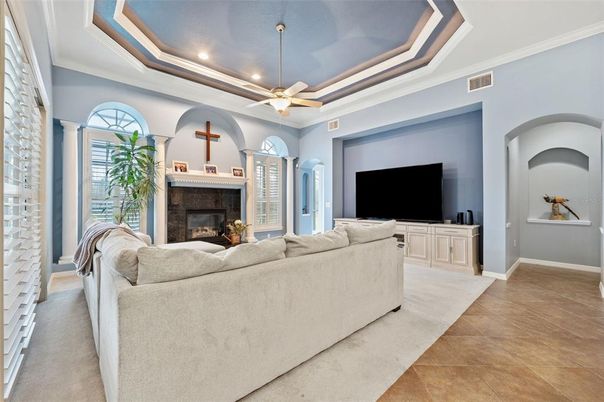 Fireplace, Interior, Living room, Recessed Lighting