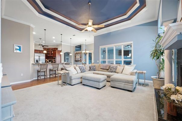 Interior, Kitchen, Living room, Pendant Lights, Recessed Lighting, Wood Texture Flooring