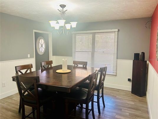 Chandelier, Dining room, Interior, Wood Texture Flooring