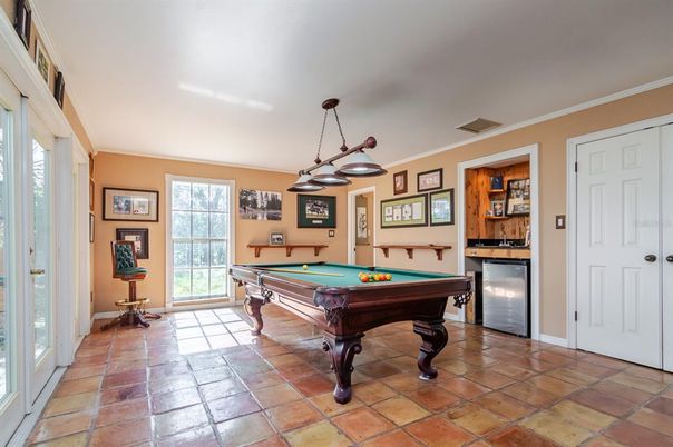 Billiard Table, Game Room, Interior, Pendant Lights