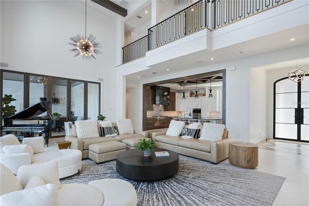 Dining room, Interior, Kitchen, Living room, Pendant Lights, Piano, Recessed Lighting