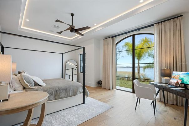 Bedroom, Home Office, Interior, Recessed Lighting, Wood Texture Flooring