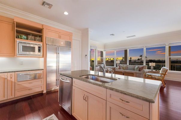 Interior, Kitchen, Living room, Recessed Lighting, Stainless Steel Appliances, Wood Texture Flooring