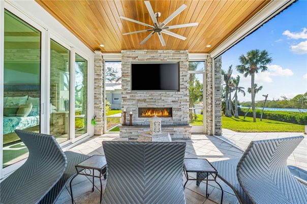 Exterior, Fireplace, Interior, Living room, Sun Room, Wooden Ceilings