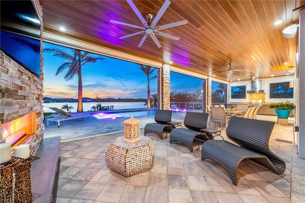 Exterior, Fireplace, Pool, Recessed Lighting