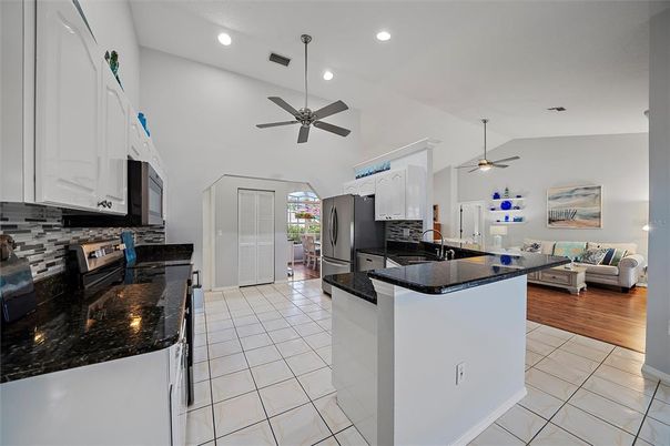 Interior, Kitchen, Living room, Recessed Lighting, Wood Texture Flooring
