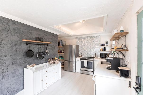 Interior, Kitchen, Stainless Steel Appliances, Wood Texture Flooring