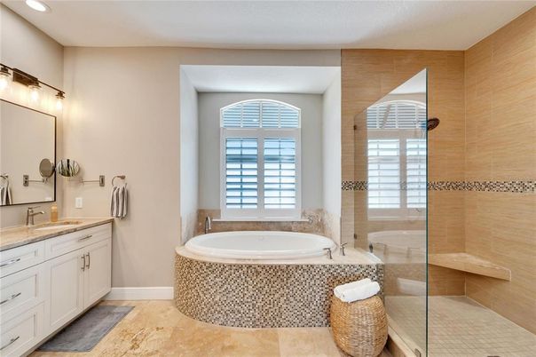Bathroom, Glass Shower, Interior, Recessed Lighting