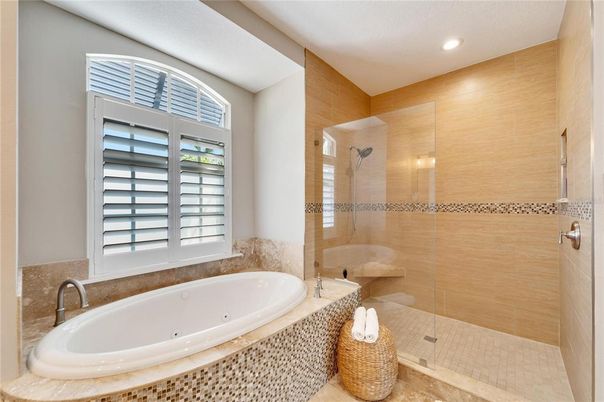 Bathroom, Glass Shower, Interior, Recessed Lighting