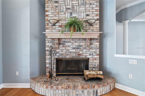 Fireplace, Interior, Stone Walls, Wood Texture Flooring