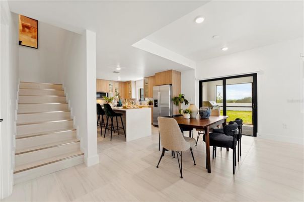 Dining room, Interior, Kitchen, Recessed Lighting, Stainless Steel Appliances