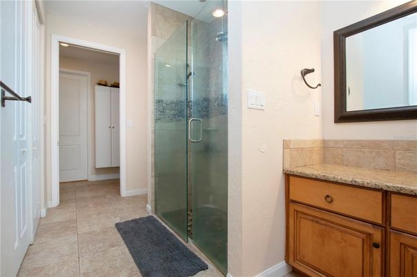 Bathroom, Glass Shower, Interior, Recessed Lighting