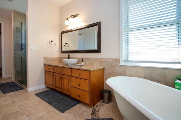 Bathroom, Dual Sink Vanities, Free Standing Baths, Glass Shower, Interior