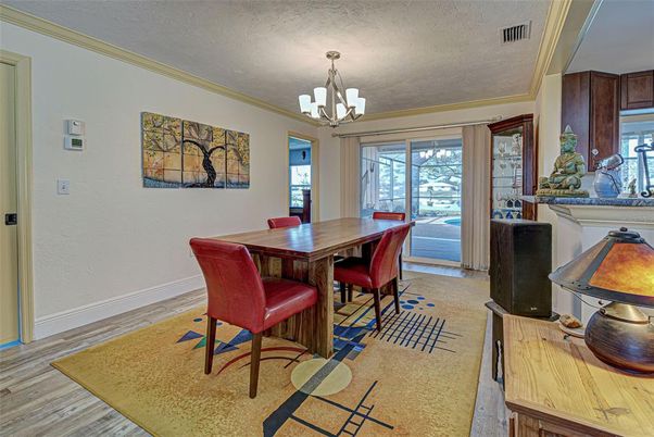 Chandelier, Dining room, Interior, Wood Texture Flooring