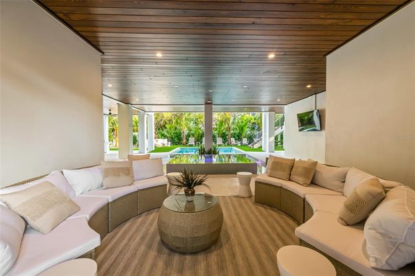 Interior, Living room, Recessed Lighting, Wooden Ceilings