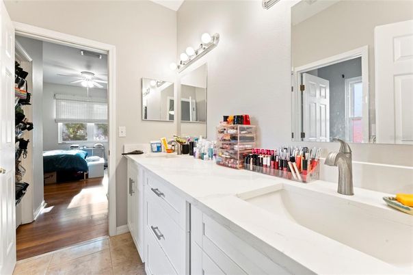 Bathroom, Dual Sink Vanities, Interior, Wood Texture Flooring