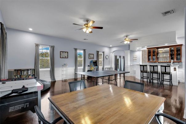 Game Room, Interior, Recessed Lighting, Wood Texture Flooring
