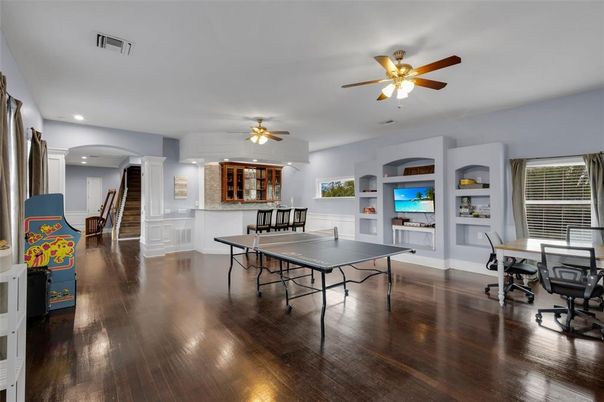 Game Room, Interior, Recessed Lighting, Wood Texture Flooring