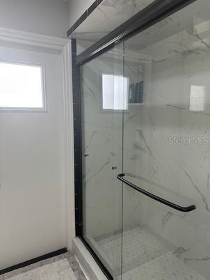 Bathroom, Glass Shower, Interior, Marble Walls