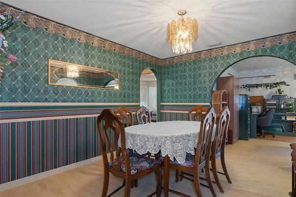 Chandelier, Dining room, Interior, Wood Texture Flooring