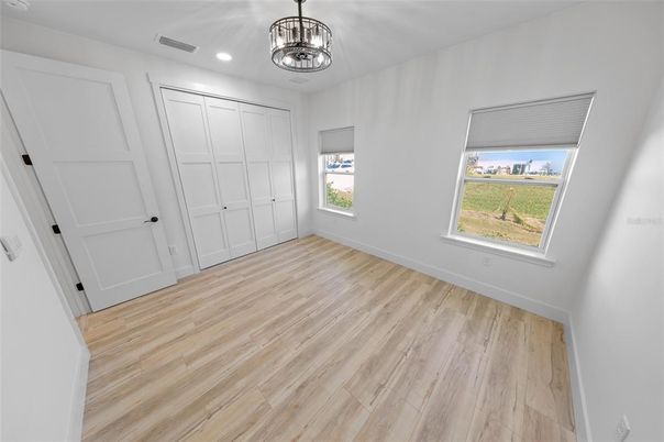Empty room, Interior, Pendant Lights, Recessed Lighting, Wood Texture Flooring