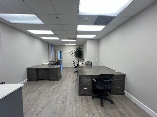 Home Office, Interior, Recessed Lighting, Wood Texture Flooring