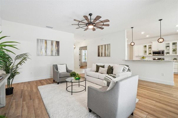 Interior, Kitchen, Living room, Pendant Lights, Recessed Lighting, Stainless Steel Appliances, Wood Texture Flooring